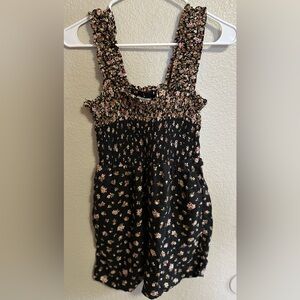 American Eagle Outfitters Black Smocked Tank Romper